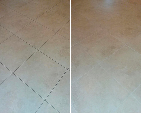 Floor Before and After a Grout Cleaning in Indianapolis, IN