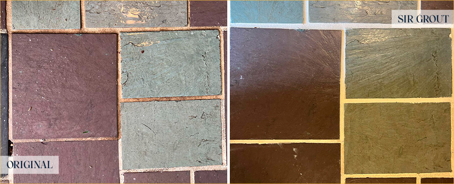 Slate Floor Restored by Our Tile and Grout Cleaners in Indianapolis, IN