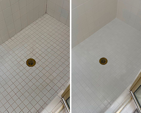Shower Before and After a Grout Cleaning in Westfield, IN