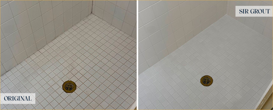 Shower Before and After a Superb Grout Cleaning in Westfield, IN