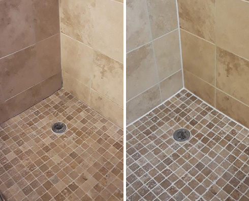 Shower Before and After a Superb Grout Cleaning in Westfield, IN