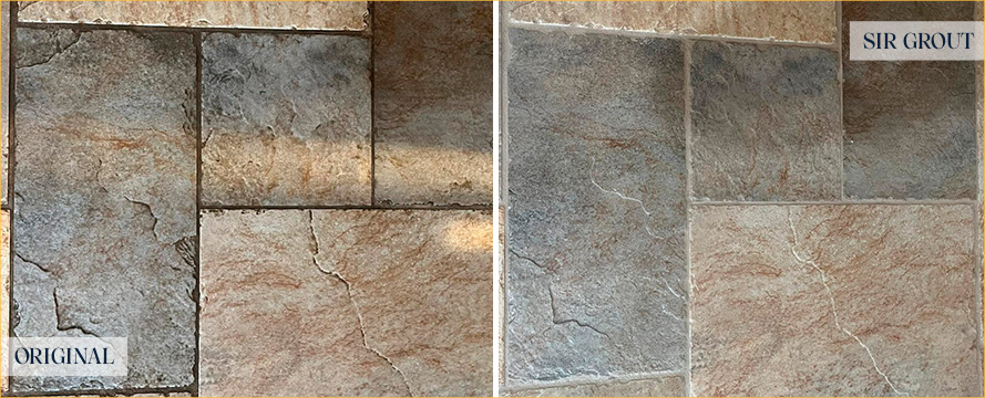 Floor Before and After a Flawless Grout Cleaning in Noblesville, IN