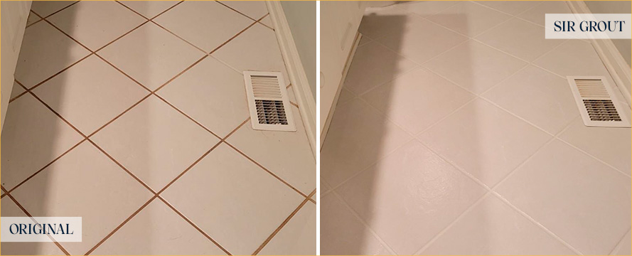Kitchen Floor Before and After Our Carmel Grout Sealing Service