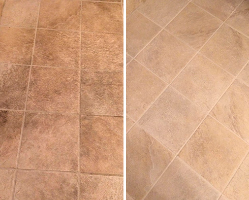 Floor Before and After Our Indianapolis Tile Cleaning Service