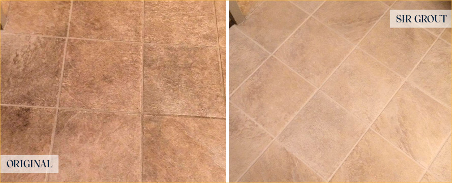 Floor Before and After Our Indianapolis Tile Cleaning Service