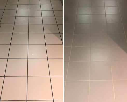 Restroom Before and After Our Noblesville Grout Sealing Service
