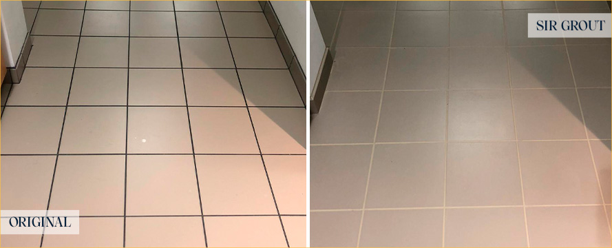 Restroom Before and After Our Noblesville Grout Sealing Service