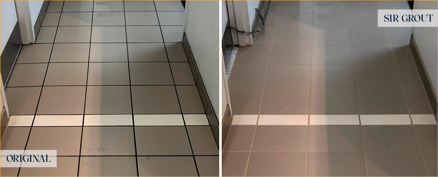 Tile Floor Before and After Our Noblesville Grout Sealing Service