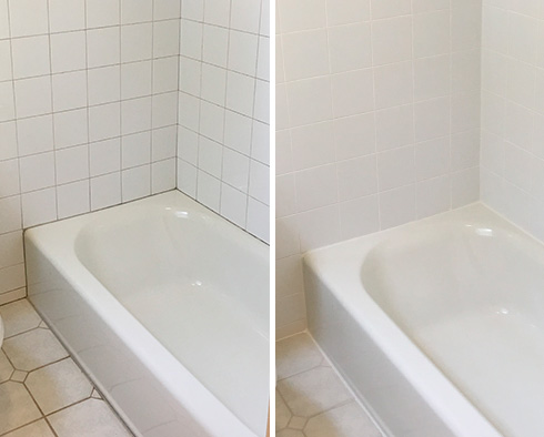 Bathroom Before and After Our Carmel Grout Cleaning Service