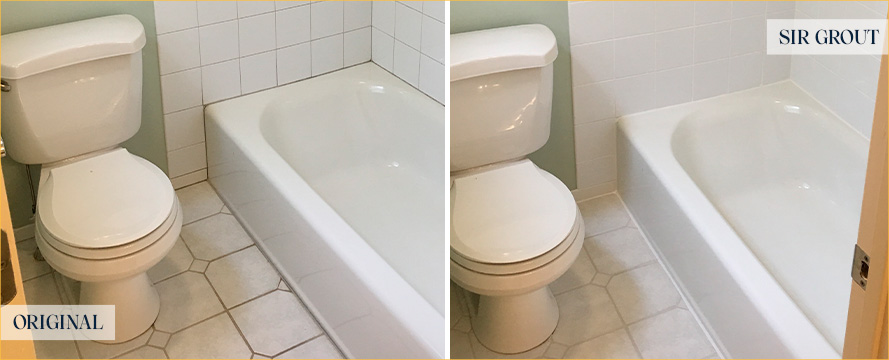 Bathroom Before and After Our Carmel Grout Cleaning Service