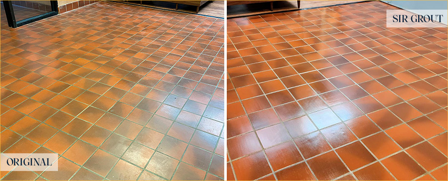 Office Floor Before and After Our Carmel Tile Cleaning Service