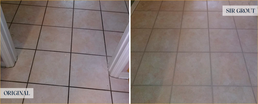 Floor Before and After Our Westfield Grout Sealing Services