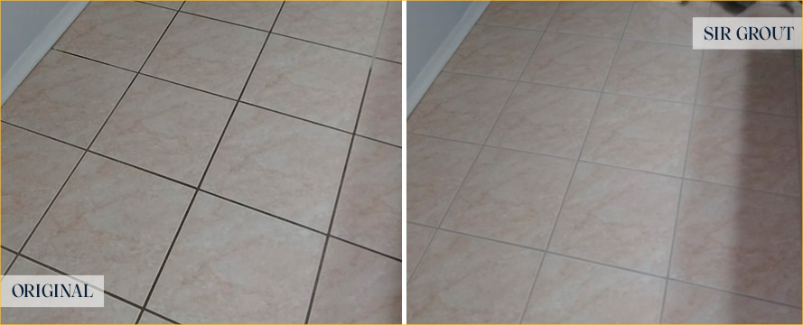 Tile Floor Before and After Our Westfield Grout Sealing Services
