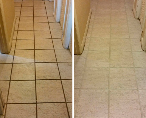 Floor Before and After Our Carmel Grout Cleaning Services