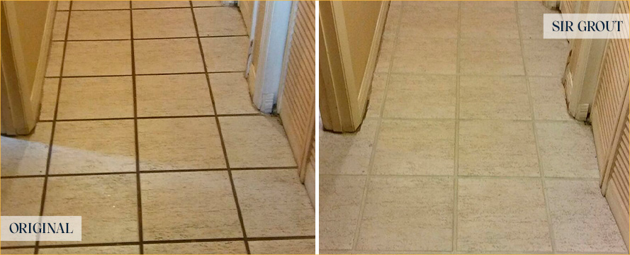 Floor Before and After Our Carmel Grout Cleaning Services