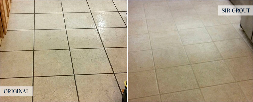 Tile Floor Before and After Our Carmel Grout Cleaning Services