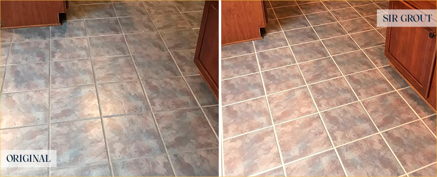 Kitchen Floor Before and After Our Westfield Grout Cleaning Service