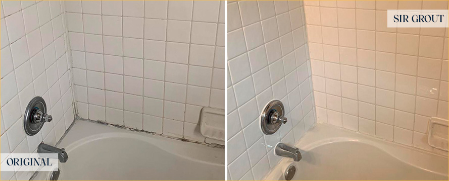 Shower Floor Before and After Our Indianapolis Caulking Services