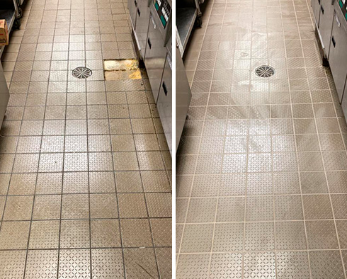 Kitchen Floor Before and After Our Westfield Grout Cleaning Service
