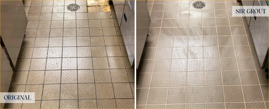 Kitchen Floor Before and After Our Westfield Grout Cleaning Service