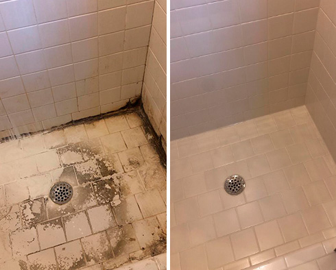 Shower Before and After Our Indianapolis Tile and Grout Cleaners Work