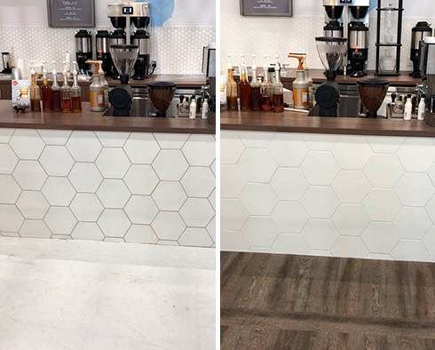 Tile Countertop Before and After Our Carmel Grout Recoloring Service