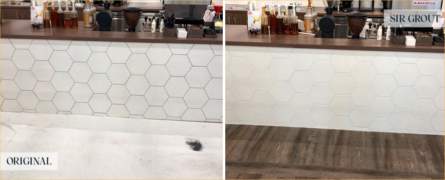 Tile Countertop Before and After Our Carmel Grout Recoloring Service